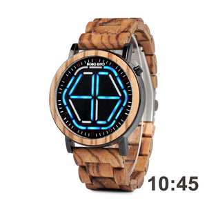 BOBO BIRD Zabra Wood Colorful LED Dial Wristwatch Deneme Uzun Satır Deneme Lorem Ipsım Ik Bık